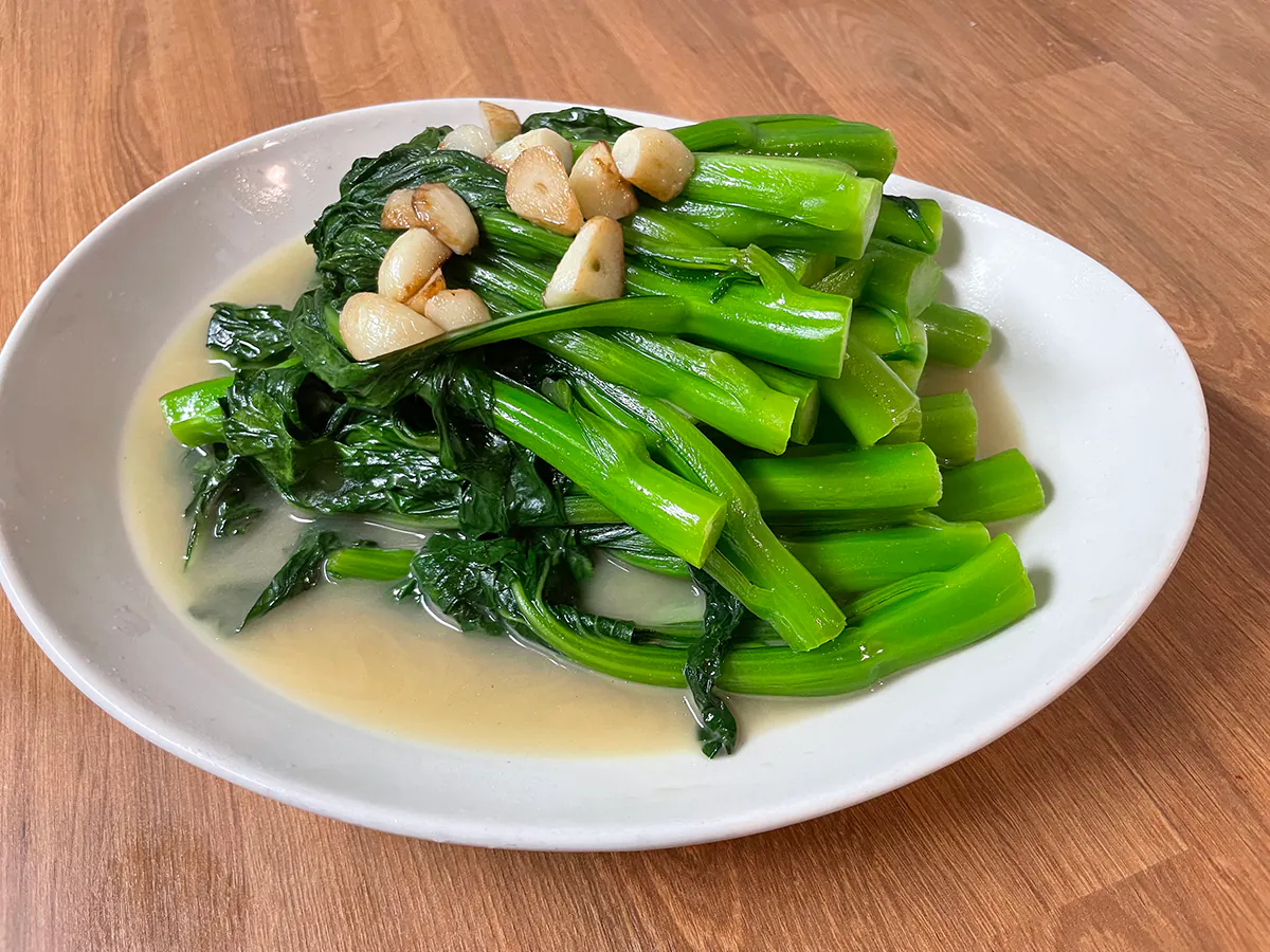 Stir-Fried Greens with Garlic at Royal Taste Bistro，a Chinese Restaurant in Monterey Park
